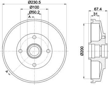 Тормозной барабан HELLA для KIA RIO универсал (DC) 1.3